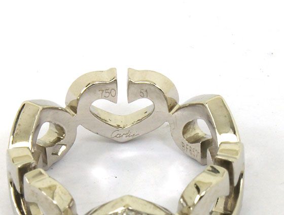 DESIGNER CARTIER 18K GOLD & DIAMONDS HEART BAND RING  