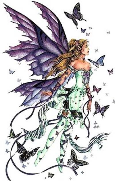 Purple Teal Butterfly Fairy Waterslide Ceramic Decals  