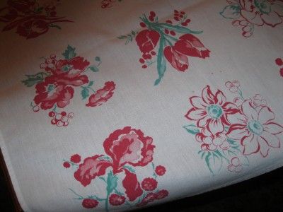 VINTAGE SQUARE COTTON RETRO FLORAL TABLECLOTH 46 X 44  