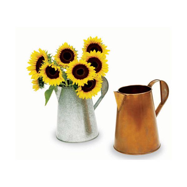 Flower Carafe Pitcher Galvanized Tin finish by Achla  