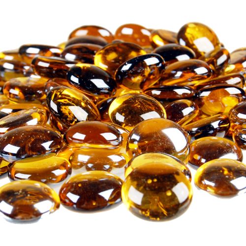 Vase Filler   Glass Pebbles, Glass Gems Amber(24 bags)  