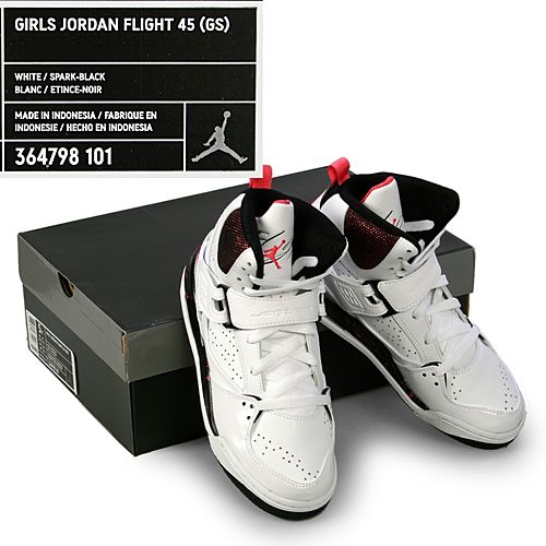 NIKE GIRLS JORDAN FLIGHT 45 (GS) YOUTH WHITE PINK 4Y  