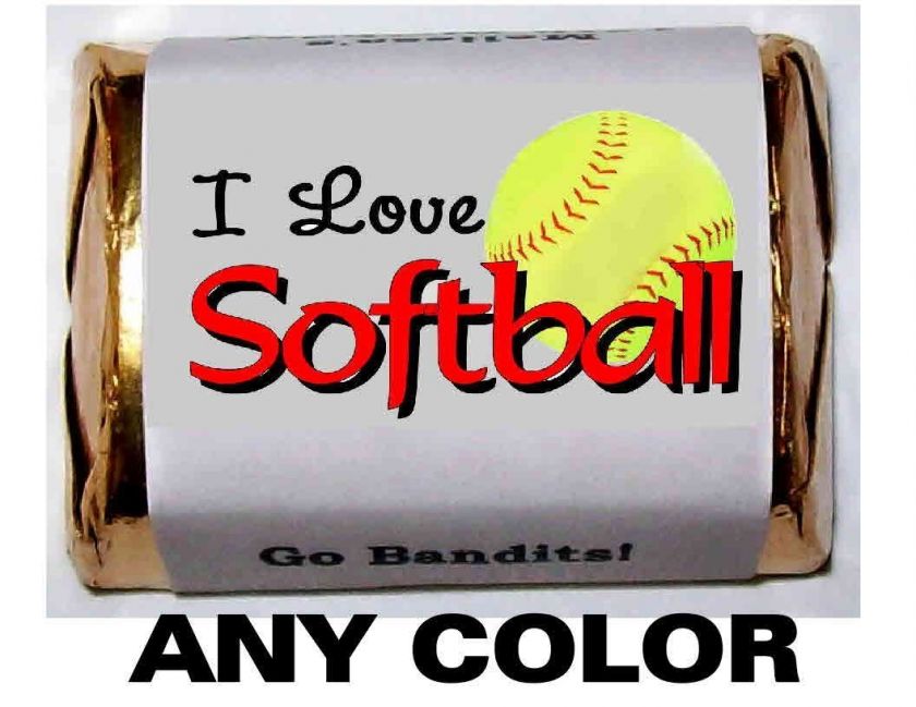 60 GIRLS SOFTBALL CANDY WRAPPERS LABELS PARTY FAVORS  