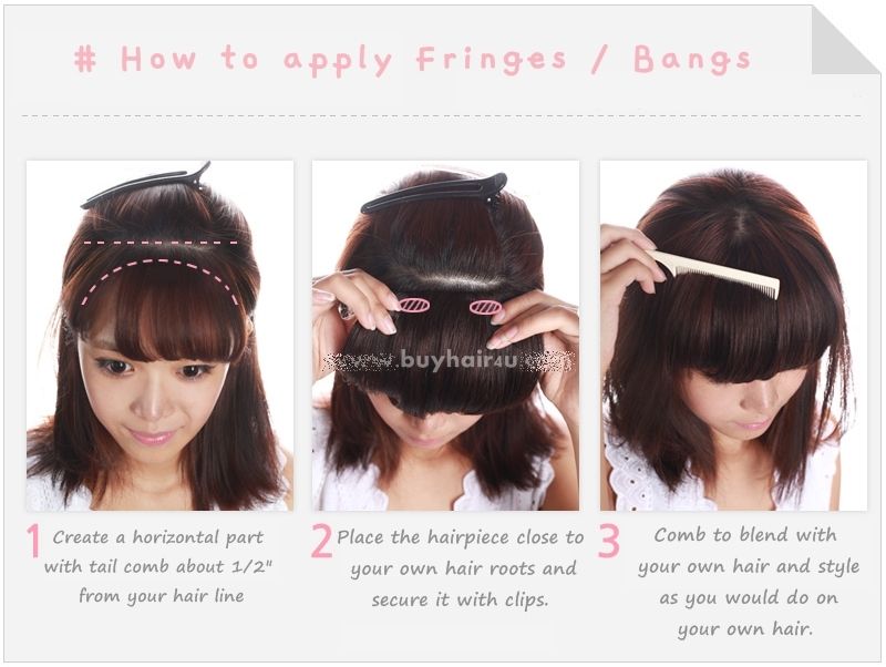 Chic Bangs Fringes with side hair Clip in on Hair Extensions Front 