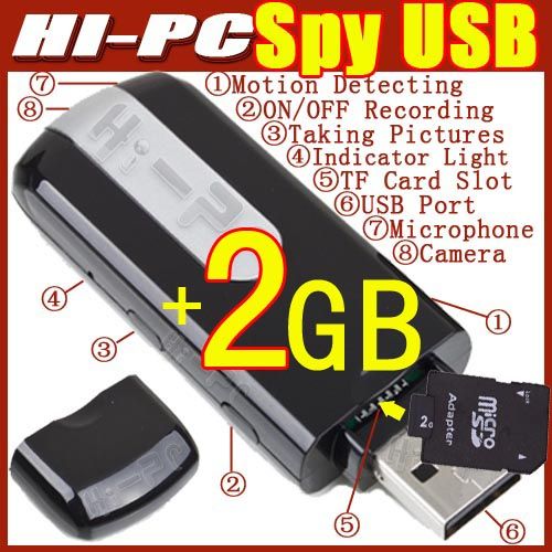 8GB Spy Usb U U8 Camera HD DV DVR Disk Hidden Audio Recorder Motion 