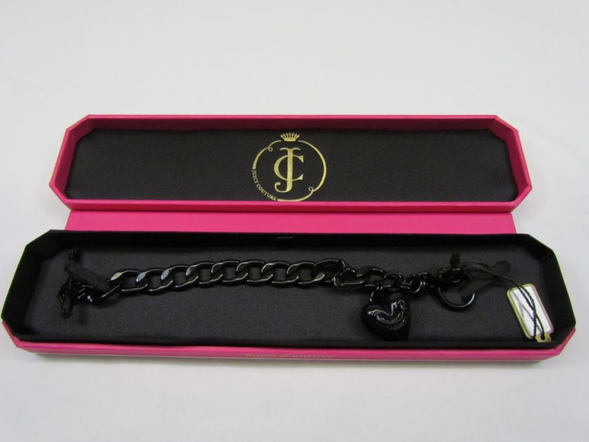 Juicy Couture Black Dreaming In Color Starter Bracelet w/ Puffed Heart 