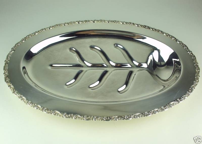 VINTAGE MEAT SERVING TRAY silverplate PRIMROSE PLATE  