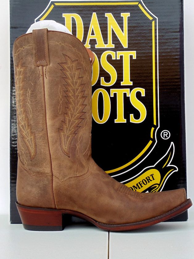 Dan Post Cowboy Boots Mens Tan Snip Toe Tombstone  