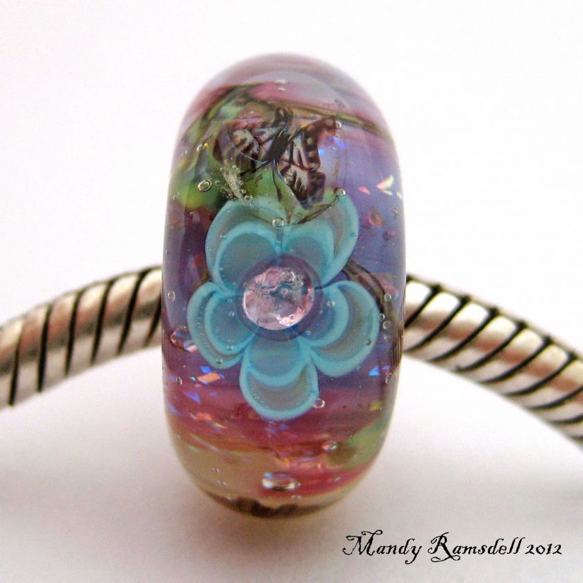   sterling silver core european charm lampwork glass bead SRA MWR  