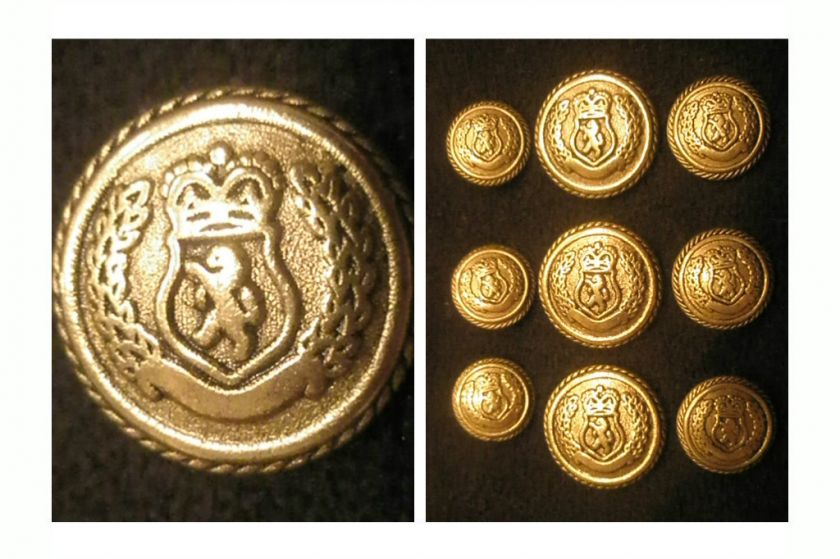 ANTIQUE GOLD METAL LION 9 BLAZER JACKET COAT BUTTON SET  