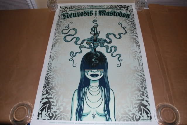 Tara McPherson Neurosis Mastodon NYC 08 S/N Poster   GREEN  