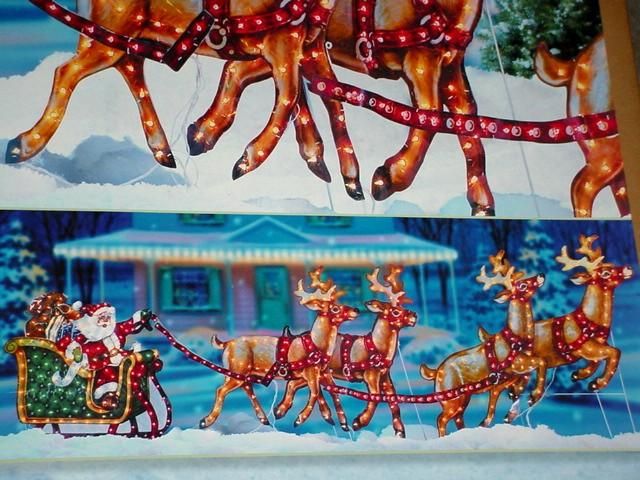   Lighted Holographic Santa Sleigh W4 deer   Option Local Pick up MA