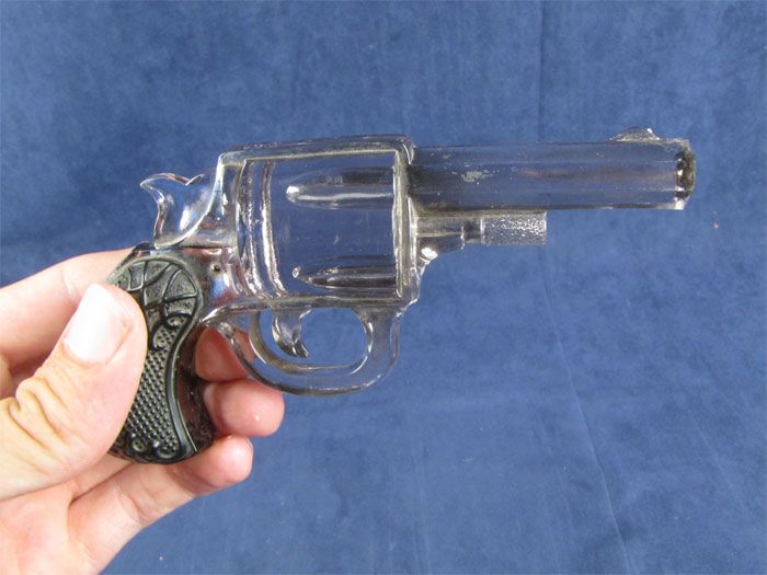 Set Of 2 Victorian Era Glass Pistol Gun Paperweights  