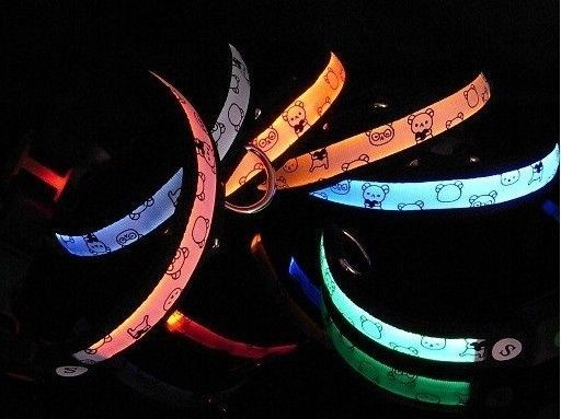 Adjustable LED Flashing Light Safe Nylon Pet Dog Collar  