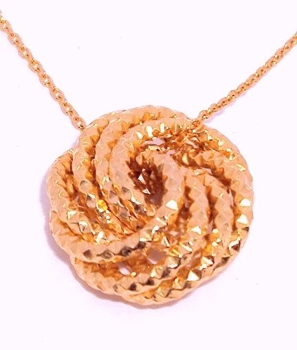 Technibond Love Knot Rosetta Pendant Chain 14K Rose Gold Clad Silver 