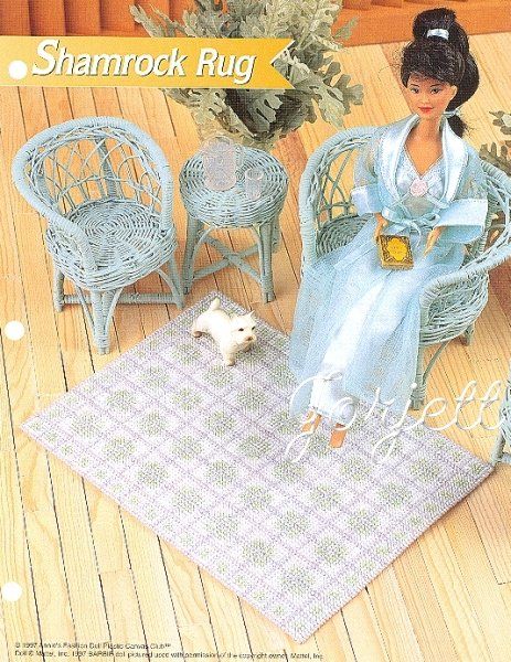 Shamrock Rug, pc patterns fit Barbie fashion dolls  