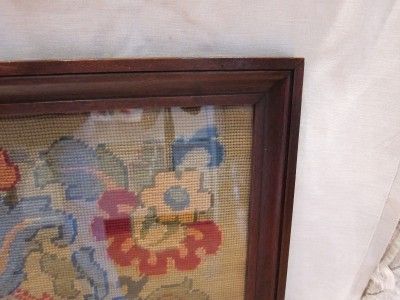 Antique CASTLE Needlepoint Petit Point Hand Made Wall Hanging Tapestry 