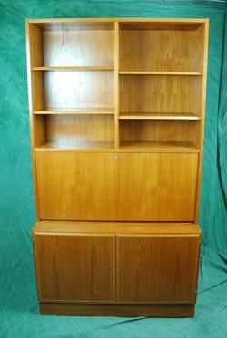 Danish Modern Teak Secretary Desk Bookcase Top Poul Hundevad  