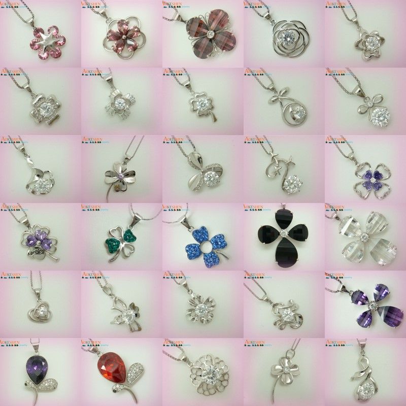   Fashion FLOWER 925 Sterling Silver charm NECKLACE DANGLE Pendants DZ