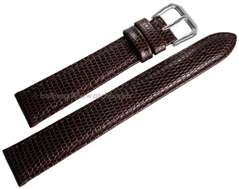 15mm Lizard Grain Brown Leather deBeer Mens Watch Band Strap  