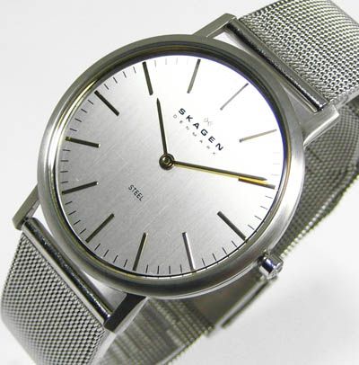 SKAGEN Mens Slim Watch Mesh Stainless Steel Band  