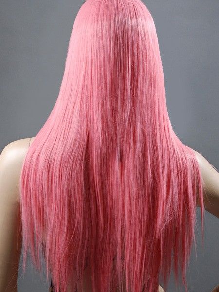 Pink Long Straight Animation Cosplay Party Wig 74cm  