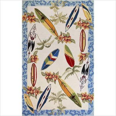 KAS Oriental Rugs Sonesta Cream Surfboards Novelty Rug 76 x 96 