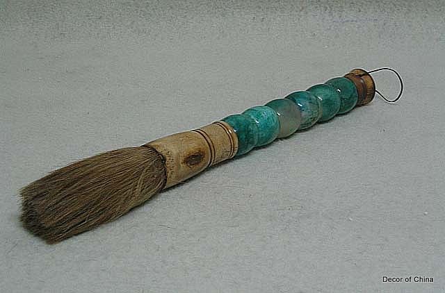 Nice Chinese Jade Stone Beaded Calligraphy Brush MM 014  