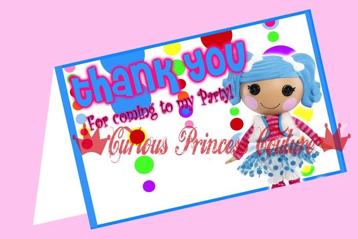   Birthday invitations party lala rag doll thank you cards notes  