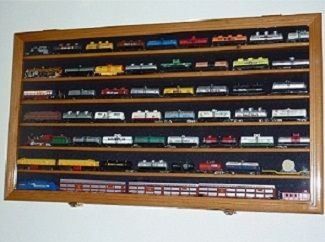 Train Display Case Cabinet for N or Z Scale Trains Set  