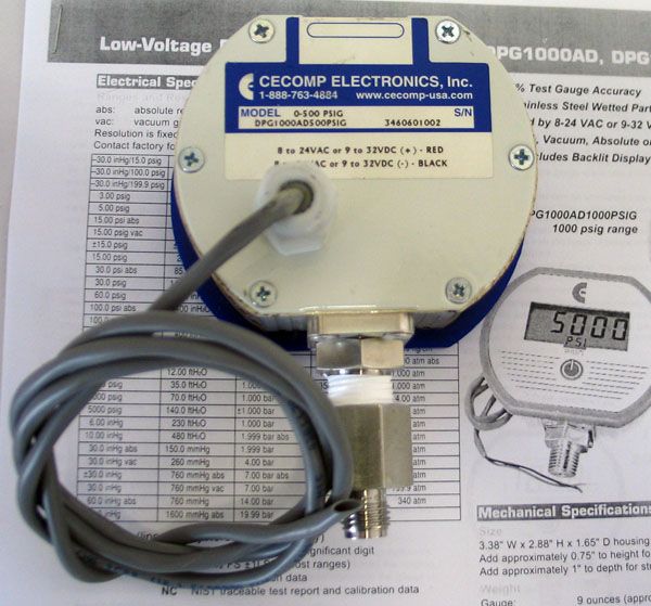 CECOMP DPG1000AD VACUUM GAUGE 0 500 PSIG DIGITAL/ CABLE  