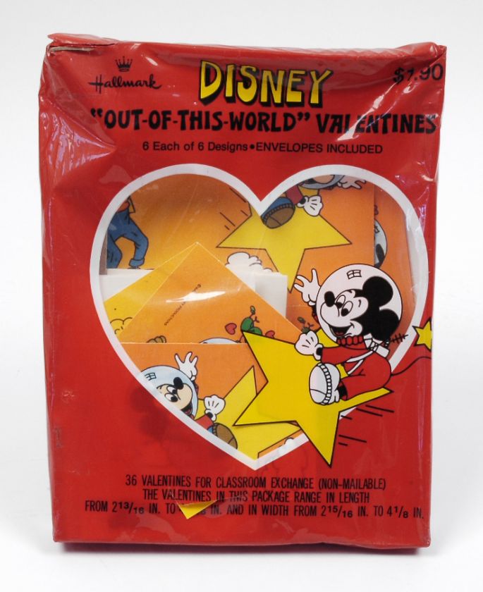 36 DISNEY Space Theme Valentines Cards Hallmark 1980s Vintage MIB 