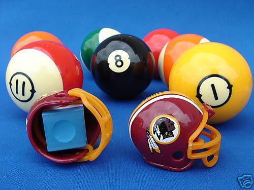 WASHINGTON REDSKINS POOL BILLIARD CUE with MASTER CHALK NFL FOOTBALL 