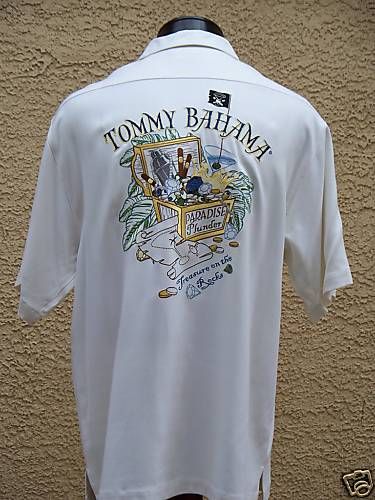 EUC ORIGINAL ISSUE TOMMY BAHAMA PARADISE PLUNDER EMBROIDERED CAMP 