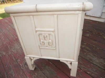 Hollywood Regency Faux Bamboo Asian Nightstands white  